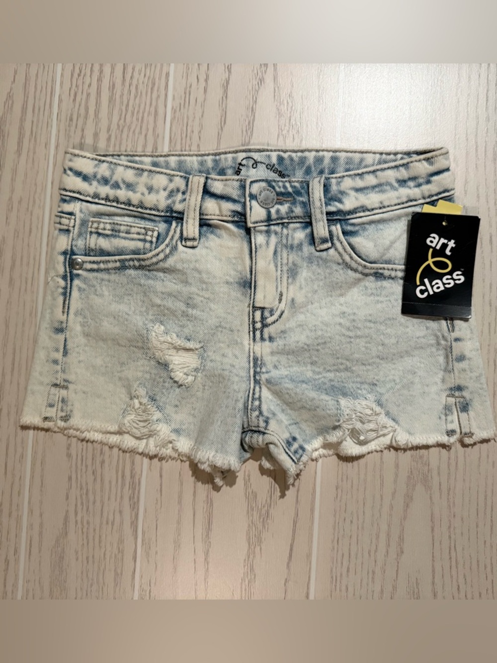 Art Class‎ Girls Distressed Denim Shorts 6X Light Wash Frayed Hem NWT